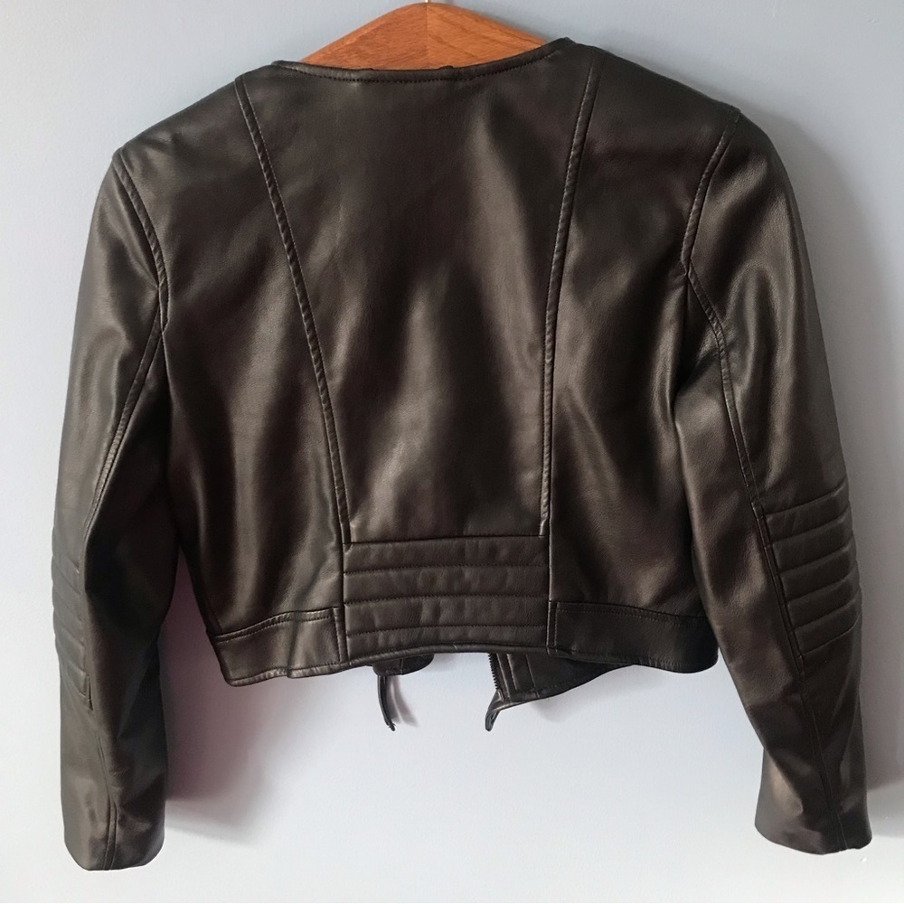 H&M juniors black faux leather zip up moto jacket size 4 - Picture 2 of 12